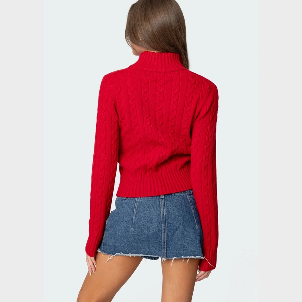 Edikted Ryn Cable Zip Sweater Size Small - Picture 2 of 5